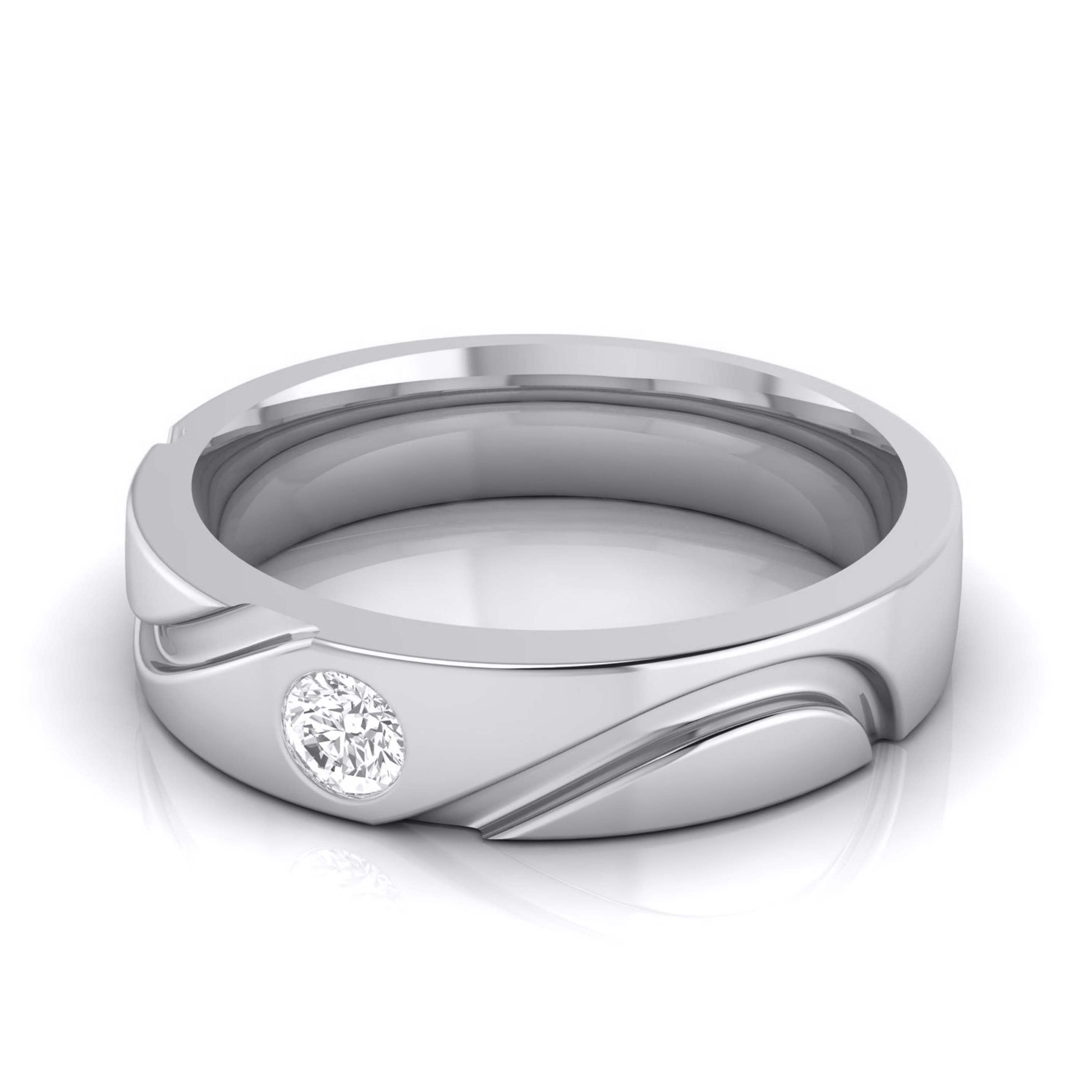 Men's Princess-Cut Solitaire Diamond Step Ring in Platinum (.06 ct. tw.)